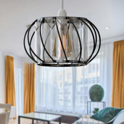 Metal Wire Cage Ceiling Light Shade Easy Fit Lamp Shade, Ceiling Hanging Indoor Pendant Light Lampshade Black 18Cm  2 Pack - thumbnail 9