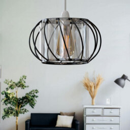 Metal Wire Cage Ceiling Light Shade Easy Fit Lamp Shade, Ceiling Hanging Indoor Pendant Light Lampshade Black 18Cm  2 Pack - thumbnail 7