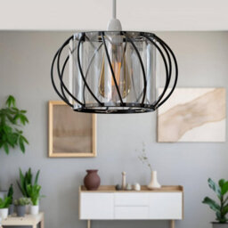 Metal Wire Cage Ceiling Light Shade Easy Fit Lamp Shade, Ceiling Hanging Indoor Pendant Light Lampshade Black 18Cm  2 Pack - thumbnail 8