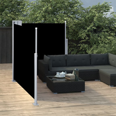 Walplus Retractable Side Awning Garden Sun Shade Canopy Gazebo For Back Door, Porch, Patio Black 100X600 Cm - image 1
