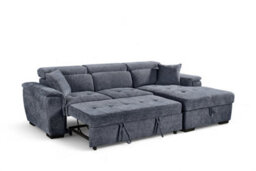 Corner Sofa Bed With Storage In Pale Blue Chenille Fabric 2C1 Sofabed - thumbnail 3