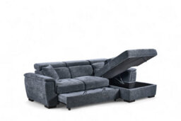 Corner Sofa Bed With Storage In Pale Blue Chenille Fabric 2C1 Sofabed - thumbnail 4