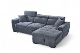 Corner Sofa Bed With Storage In Pale Blue Chenille Fabric 2C1 Sofabed - thumbnail 2