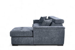 Corner Sofa Bed With Storage In Pale Blue Chenille Fabric 2C1 Sofabed - thumbnail 5