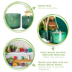 Nicola Spring Scented Candle & Reed Diffuser Set - 350G - Sage & Seasalt - Herbal Spa Fragrance Double Wick - thumbnail 2