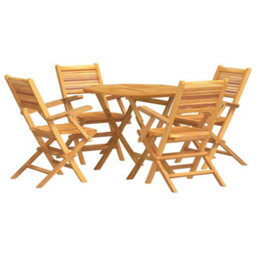 Berkfield 5 Piece Garden Dining Set Solid Wood Teak - thumbnail 2