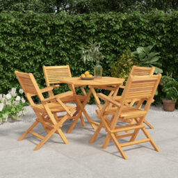 Berkfield 5 Piece Garden Dining Set Solid Wood Teak
