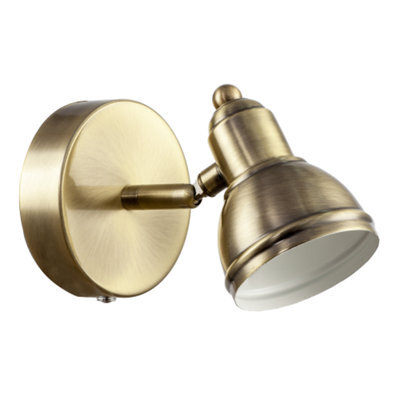 Happy Homewares Modern Rechargeable Dimmable Spot Wall Light Fitting In Antique Brass - image 1