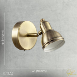 Happy Homewares Modern Rechargeable Dimmable Spot Wall Light Fitting In Antique Brass - thumbnail 7