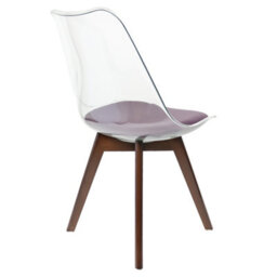 Fusion Living Soho Clear And Aubergine Plastic Dining Chair With Squared Dark Wood Legs - thumbnail 5