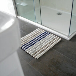 Allure Bath Fashions Striped Chunky Bobble Shower Mat - Navy - thumbnail 2