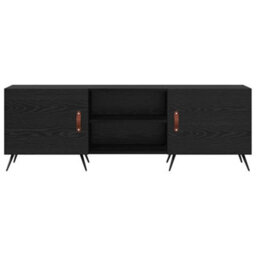 Berkfield Modern Tv Cabinet Black Oak 150 X 30 X 50 Cm Engineered Wood - thumbnail 6