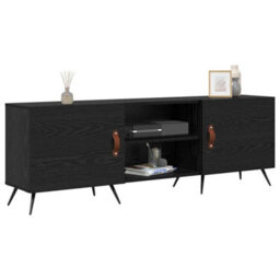 Berkfield Modern Tv Cabinet Black Oak 150 X 30 X 50 Cm Engineered Wood - thumbnail 3