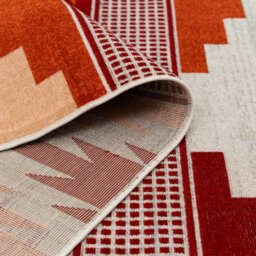 Loomed Warm Orange Terracotta Tribal Geometric Low Pile Soft Living Area Runner Rug 60X240Cm - thumbnail 3