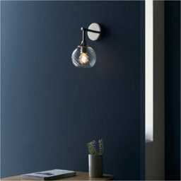 Loops 6 Light Semi Flush Ceiling & 2X Matching Wall Lights - Bright Nickel Clear Spiral Patterned Shade - thumbnail 9