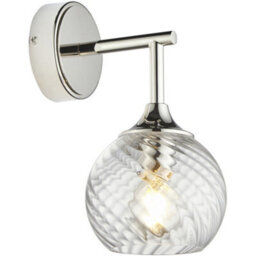 Loops 6 Light Semi Flush Ceiling & 2X Matching Wall Lights - Bright Nickel Clear Spiral Patterned Shade - thumbnail 6
