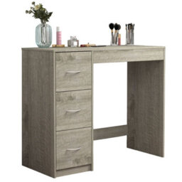 Urbn-Living Urbnliving Height 79.5Cm 3 Drawer Wooden Bedroom Dressing Ash Grey Carcass And Ash Grey Drawers Computer Work Table Desk Jewellery - thumbnail 2
