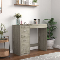Urbn-Living Urbnliving Height 79.5Cm 3 Drawer Wooden Bedroom Dressing Ash Grey Carcass And Ash Grey Drawers Computer Work Table Desk Jewellery
