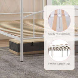 Costway Double Size Metal Canopy Bed Frame 4-Poster Modern Platform Wooden Slat Support - thumbnail 8