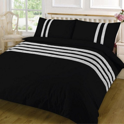 Homespace Direct Ltd Homespace Direct Lace Dia Duvet Cover Set Luxury Super King Black Bedding Set 100% Egyptian Cotton Percale 200 Thread Count - image 1