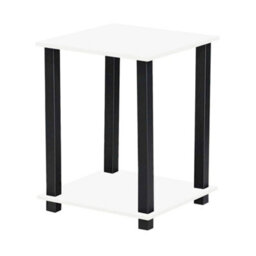 2Tier White Side Table Bedside Table With Storage Shelf Nightstand Storage Table - thumbnail 3