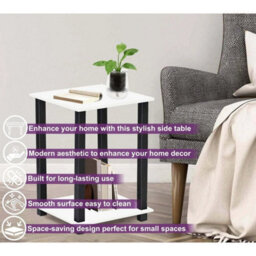 2Tier White Side Table Bedside Table With Storage Shelf Nightstand Storage Table - thumbnail 5