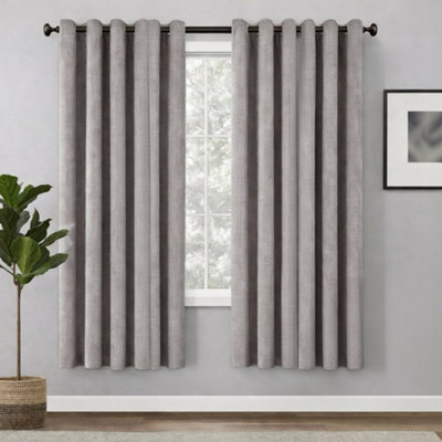 Bedlooms Mocha Linen Curtain 100% Blackout Thermal Insulated Eyelet Curtain (Pair) 66 X 54 Inches With Tie Back Two - image 1