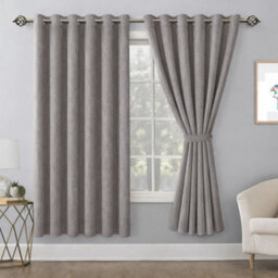 Bedlooms Mocha Linen Curtain 100% Blackout Thermal Insulated Eyelet Curtain (Pair) 66 X 54 Inches With Tie Back Two - thumbnail 9