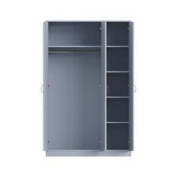Fwstyle 3 Door Triple Mirrored Wardrobe Grey Gloss Scratch Resistant Bedroom Furniture - thumbnail 7