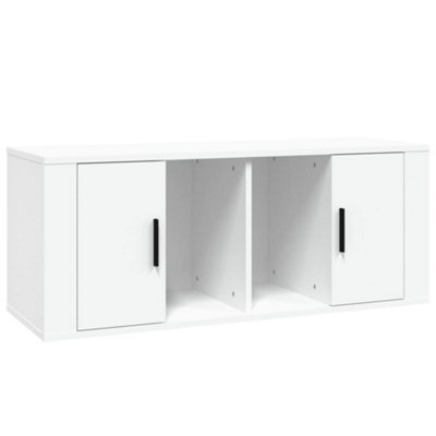 Berkfield Sturdy Tv Cabinet White 100X35X40 Cm Engineered Wood - image 1