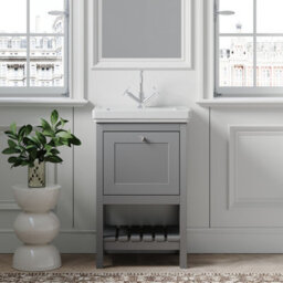 Balterley Coppenhall Bathroom Floor Standing 1 Drawer Vanity & 1 Tap Hole Basin, Cool Grey, 531mm - thumbnail 2