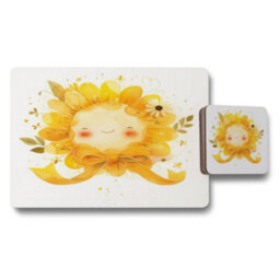 Benjamin Tate Design Sunflower Charm Placemat Coaster Set With Wood Bottom And Designer Artwork Twelve Piece Limited Edition - thumbnail 1