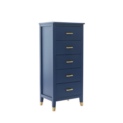 Cabinet Bits Palazzi 5 Drawer Narrow Chest Blue H116 W50 D40Cm - image 1