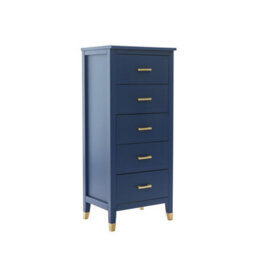 Cabinet Bits Palazzi 5 Drawer Narrow Chest Blue H116 W50 D40Cm