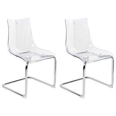 Beliani Set Of 2 Marshall Cantilever Dining Chairs, Transparent - image 1