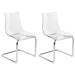 Beliani Set Of 2 Marshall Cantilever Dining Chairs, Transparent - thumbnail 1