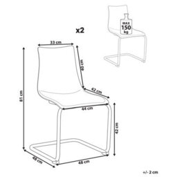 Beliani Set Of 2 Marshall Cantilever Dining Chairs, Transparent - thumbnail 3