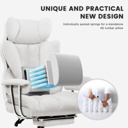 Comhoma Gaming Chair Heavy Duty Executive Office Chair With Footrest Big And Tall Adjustable High Back Computer Chairs White - thumbnail 2
