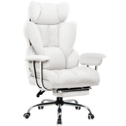 Comhoma Gaming Chair Heavy Duty Executive Office Chair With Footrest Big And Tall Adjustable High Back Computer Chairs White - thumbnail 1
