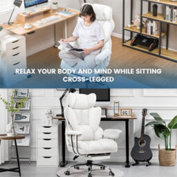 Comhoma Gaming Chair Heavy Duty Executive Office Chair With Footrest Big And Tall Adjustable High Back Computer Chairs White - thumbnail 5