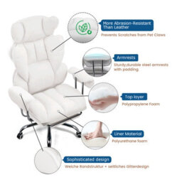 Comhoma Gaming Chair Heavy Duty Executive Office Chair With Footrest Big And Tall Adjustable High Back Computer Chairs White - thumbnail 4