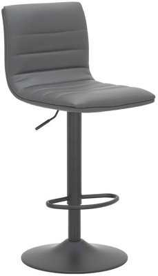 Lamboro Aldo Charcoal Grey Bar Stool - Swivel Gas Lift With Matt Black Footrest - image 1