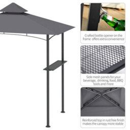 Outsunny Outdoor Double-Tier Bbq Gazebo Shelter Grill Canopy Barbecue Tent - thumbnail 5