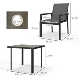 Outsunny 5 Piece Garden Dining Set, Outdoor Table And 4 Chairs, Grey - thumbnail 3
