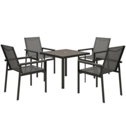 Outsunny 5 Piece Garden Dining Set, Outdoor Table And 4 Chairs, Grey - thumbnail 2