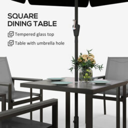 Outsunny 5 Piece Garden Dining Set, Outdoor Table And 4 Chairs, Grey - thumbnail 5
