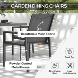 Outsunny 5 Piece Garden Dining Set, Outdoor Table And 4 Chairs, Grey - thumbnail 4