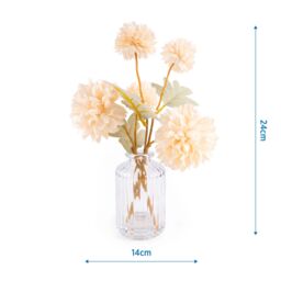 Candlelight Cream 24Cm Kiku Artificial Floral Arrangement In Clear Glass Vase - thumbnail 4