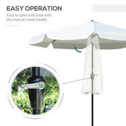 Outsunny 2.7M Patio Umbrella Garden Parasol With Crank, Ruffles, 8 Ribs, White - thumbnail 5