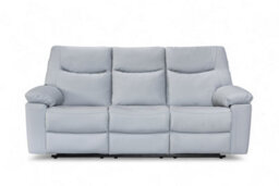 Faux Leather Light Grey 3 Seater Manual Recliner Sofa Columbia - thumbnail 3